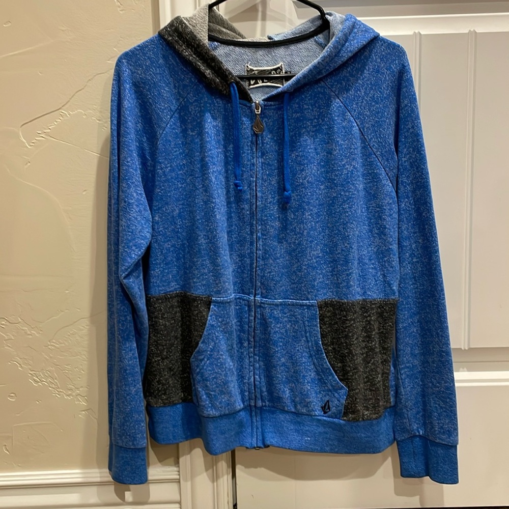 Zip up hoodie Blue Black color block